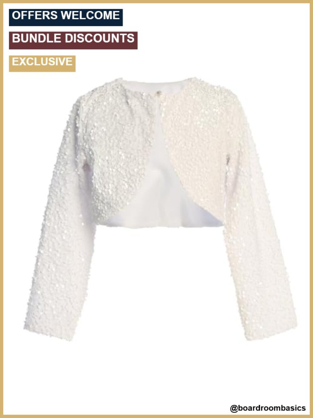 Girls Sequin Cardigan Shrug Long Sleeve Formal Bolero